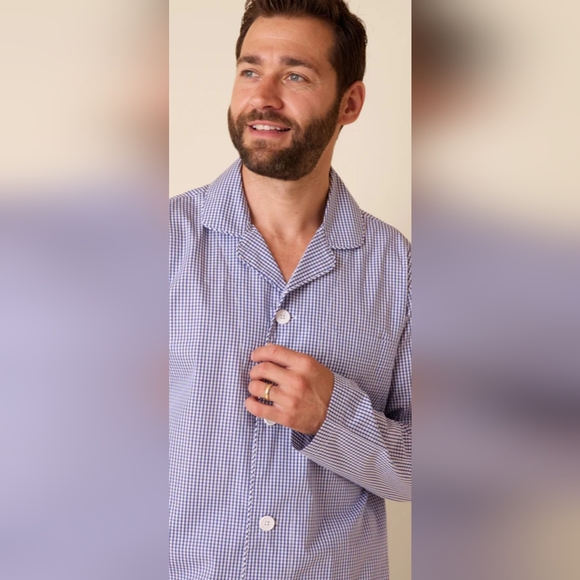 NWT The Cat's Pajamas- Men's Blue White East Side Luxe Pima Pajama Set, Sz XL - Picture 9 of 10